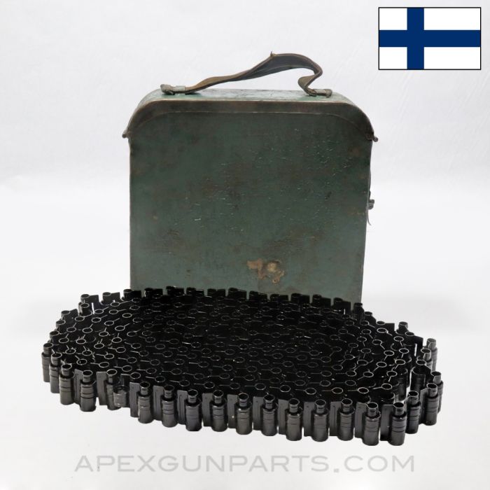 Finnish Maxim M1910 Ammo Can w/ 200rd Belt, Teal Painted, 7.62X54r *Good*