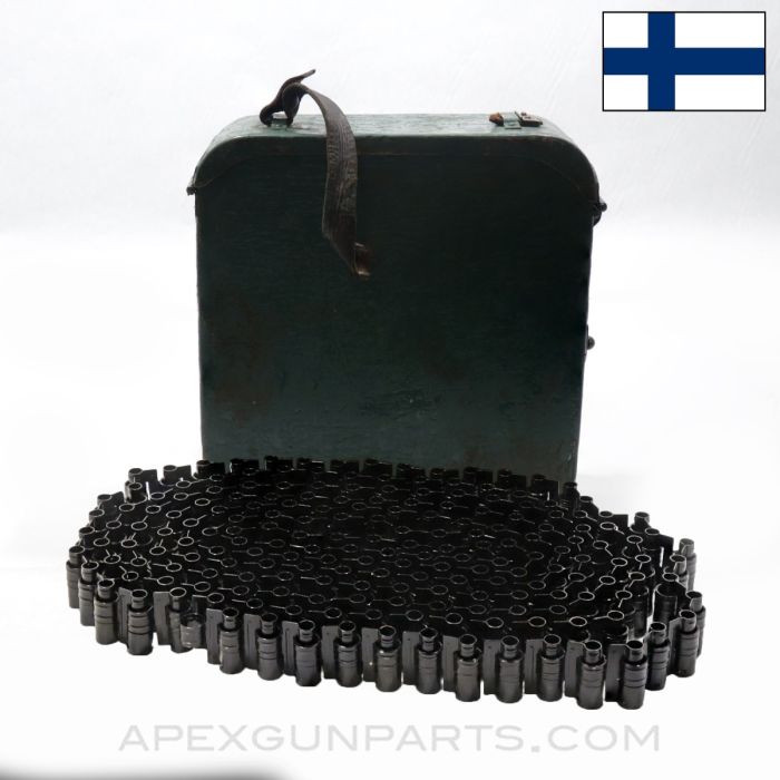Finnish Maxim M1910 Ammo Can w/ 200rd Belt, Teal Painted, Missing Carry Strap, 7.62X54r *Good/Rusty*