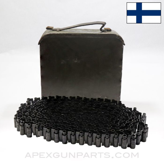 Finnish Maxim M1910 Ammo Can w/ 200rd Belt, Unmarked, 7.62X54r *Good*