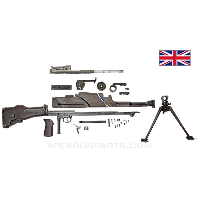 BREN MK1m Parts Kit w/MK1 Butt and Slide, Broken Pistol Grip, Bipod .303 British *Good* 