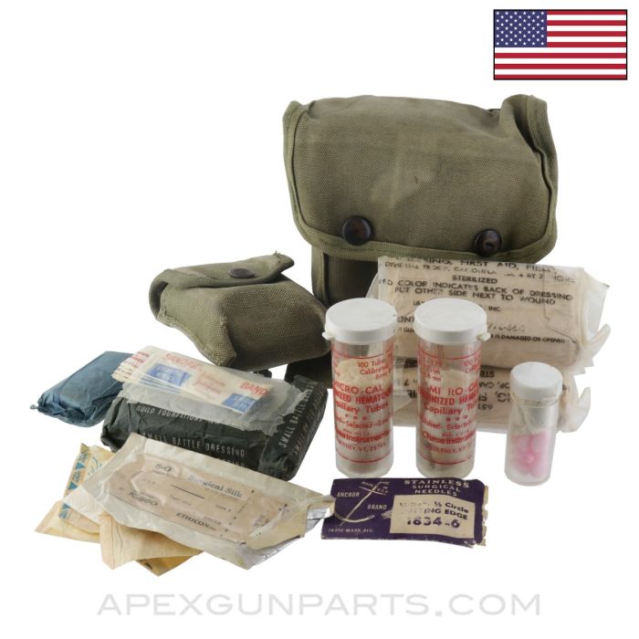 USGI Jungle First Aid/Medical Carrier Set, Canvas, w/ Original Contents & Alice Clips *Good*