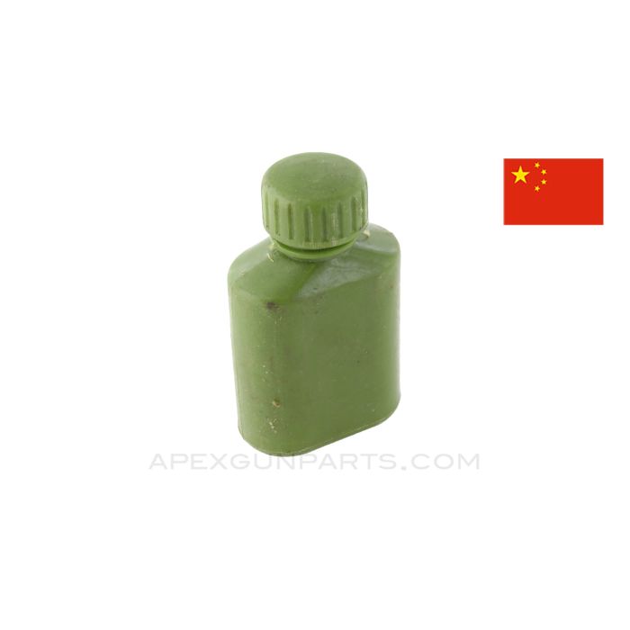 Chinese SKS Oil Bottle, Green Plastic, Square *Very Good* 