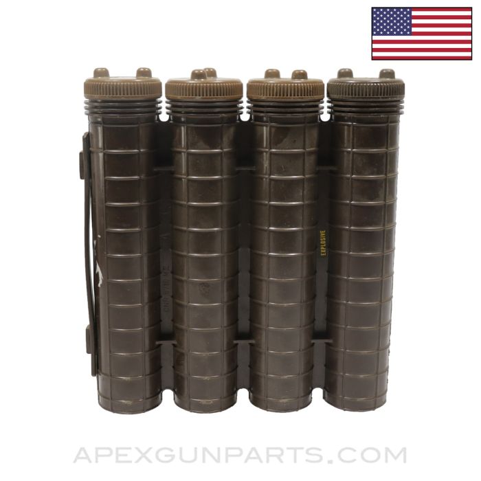 USGI 60mm Mortar Transit Case, 4 Cell, Brown Polymer *Good*