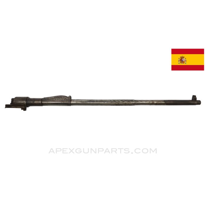 Spanish M1916 Mauser Short Rifle Barrel, 22", Late Type, w/ Receiver Stub, Stripped Rear Sight, 7x57mm *Fair*