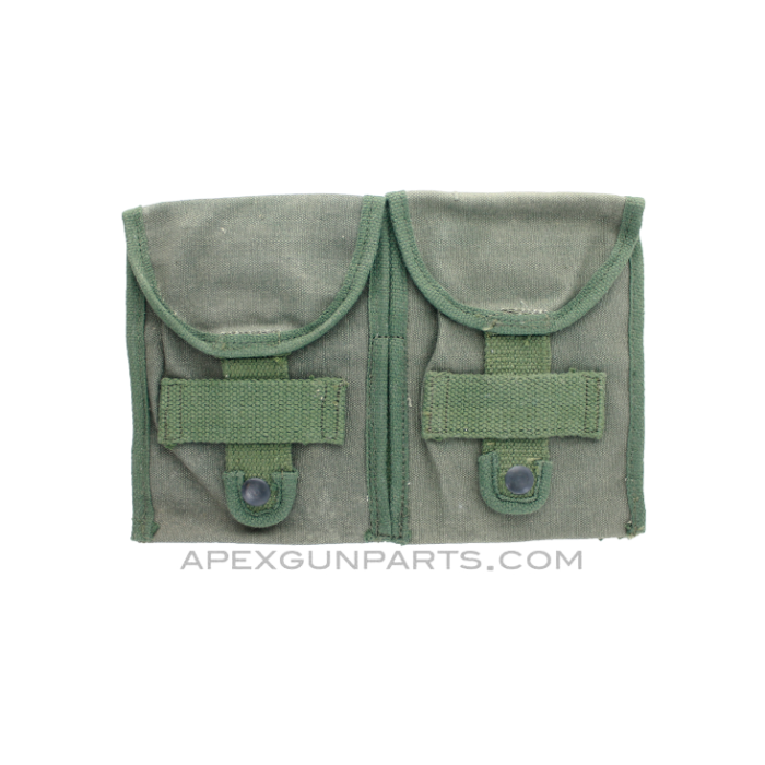 M77 / FAL / L1A1 / G3 .308 20rd Magazine Pouch, 2 Pocket, OD Green Canvas, Late *Fair*  