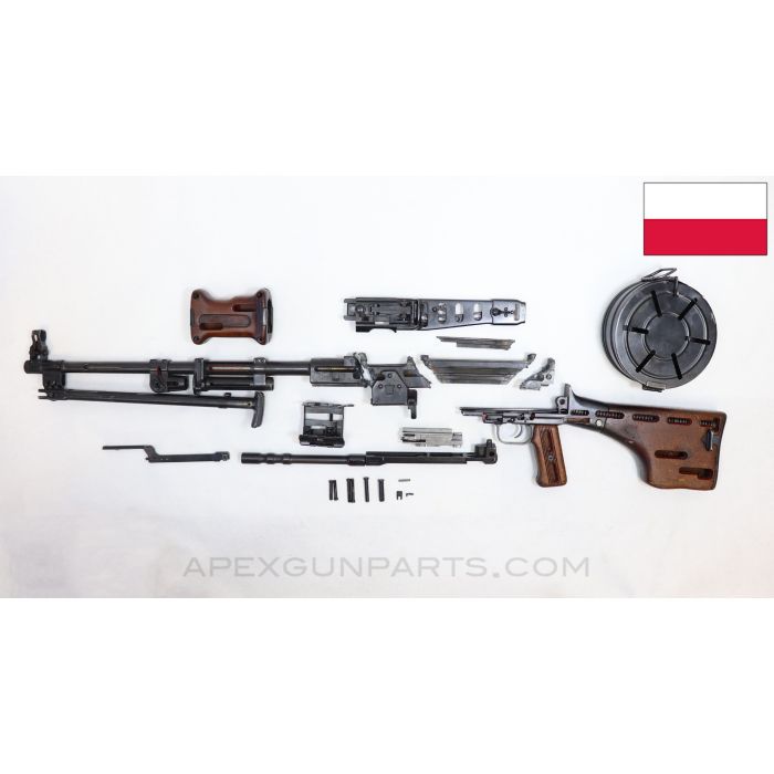 Cutaway Polish RPD Parts Kit w/Demil Barrel, Drum, Bi-pod and Torch Cut Receiver, Cracked Handguard, 7.62X39 *Good* 