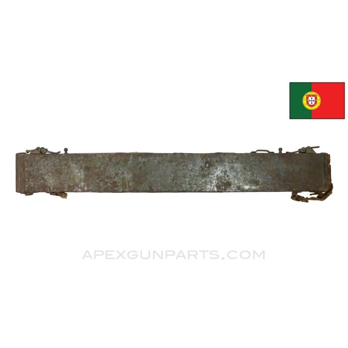 Maxim MG-08 / Vickers MG Double Barrel Carrier, Incomplete, Green Painted Steel, Portuguese MFG *Fair* 