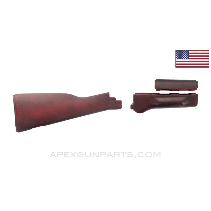 US Made AKM Buttstock, w/ Handguard Set, Russian Red, No Hardware, 922(r) Compliant, *NOS*