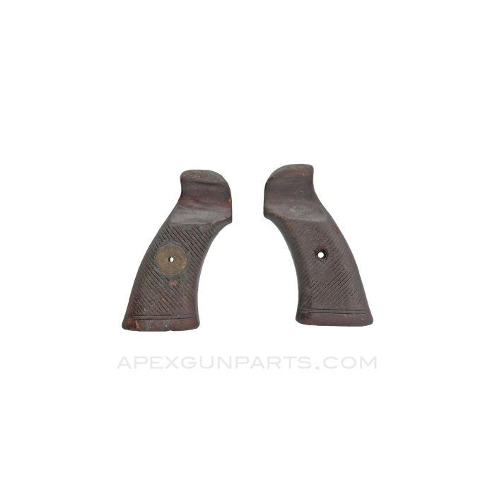 Enfield #2 Mk1* Grips, w/ Brass Disc, Walnut, *Good*