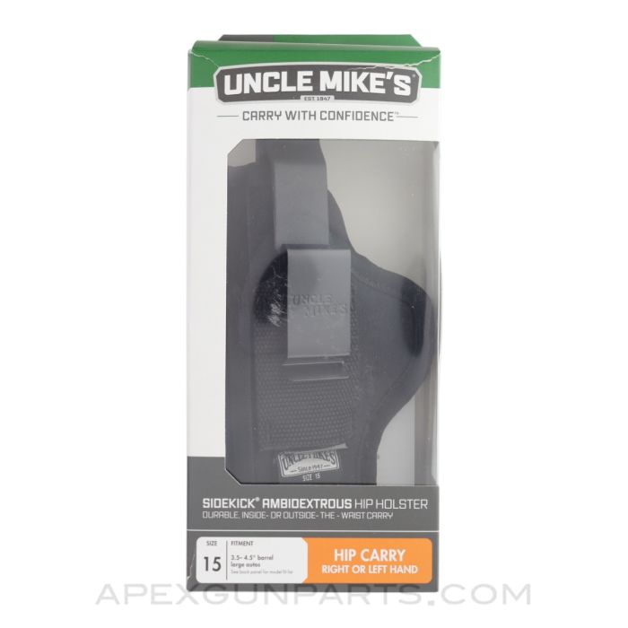 Uncle Mike's Sidekick Ambidextrous Hip Holster, Black Nylon, Size 15 *NEW*