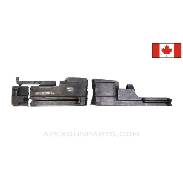 Canadian BREN MK1m Torch Cut Receiver Sections, w/ Rear Sight, No Front Piece, 3 Sections *Good* 