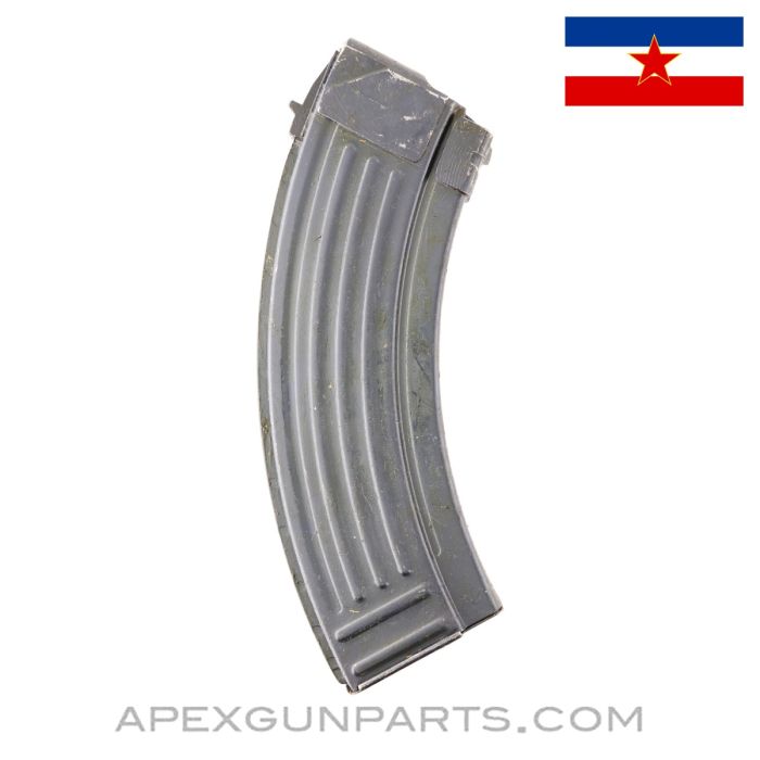 AK-47 Magazine, 30rd, Blued Steel w/Bolt Hold Open, ZASTAVA / Yugoslavian *Very Good* 