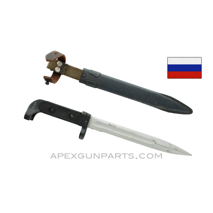 Russian AK-47 Bayonet and Scabbard, Type 1, 1953-1959 Izhevsk, Black Grip, *Good* 