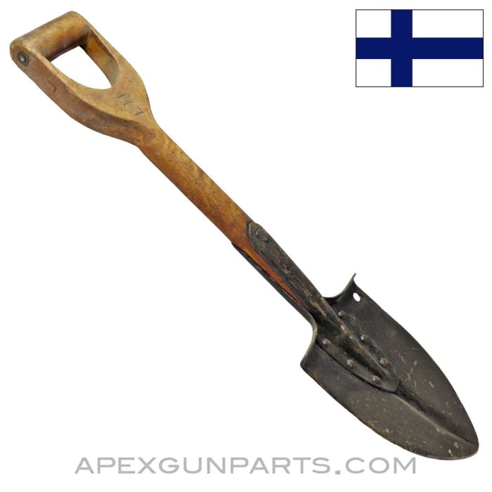 Finnish Pre-WWII Infantry Shovel, All Wood Handle *Good*