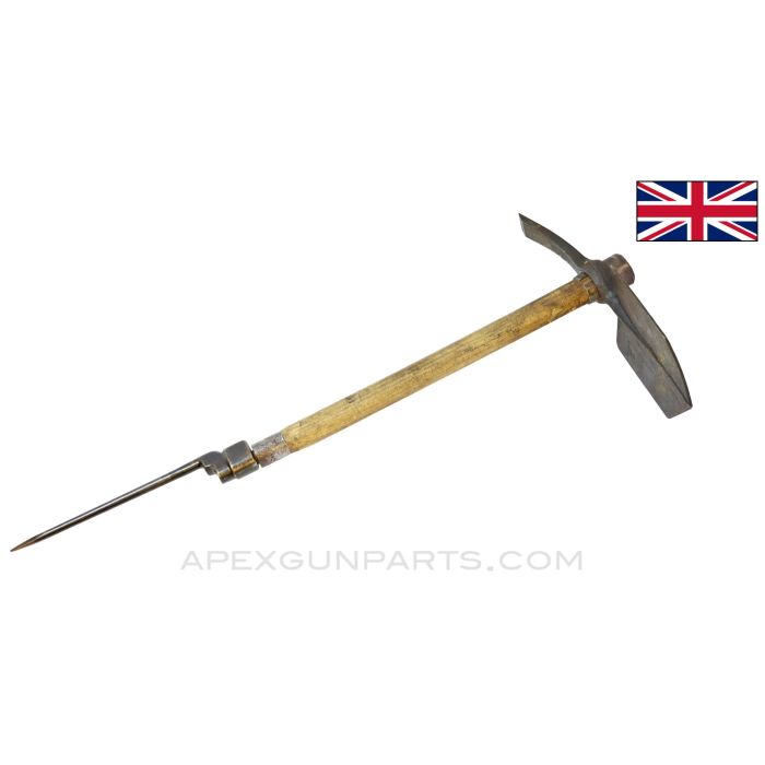 British WWII Pick Axe / Shovel Entrenching Tool, Complete w/ #4 spike bayonet *Good*