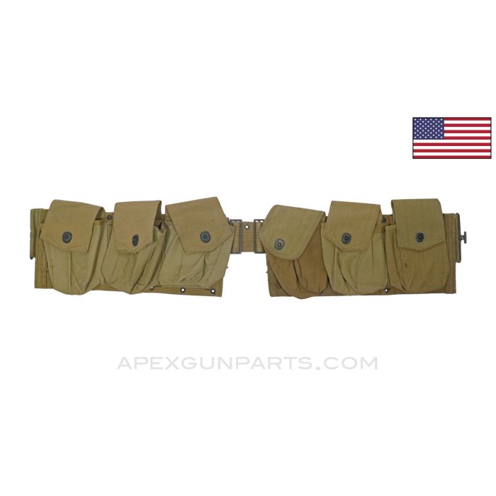 WWI 1918 BAR Magazine Belt, 6-Pocket, WWII Modified, Canvas, *Good*