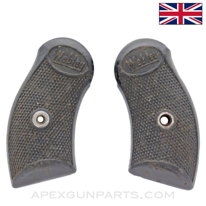 Webley MKIII Grip Set, Black Plastic, Webley Marked, .38 S&W, *Good*