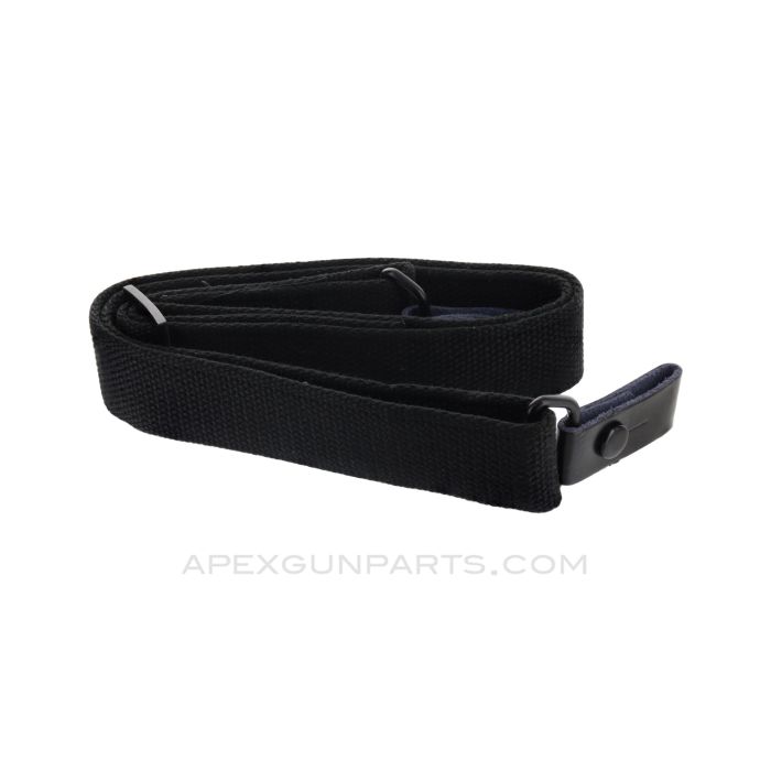 AK47 / AKM / SKS Adjustable Sling, Canvas, Leather Tabs, Black *NEW*