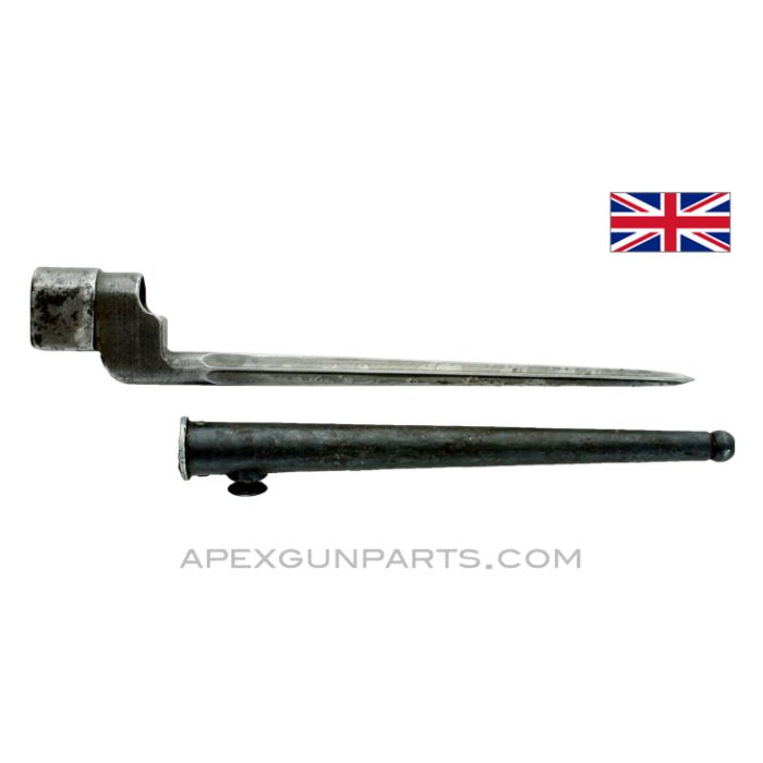 Cruciform Spike Bayonet w/Scabbard, for British #4 Lee-Enfield Rifle *Very Good* 