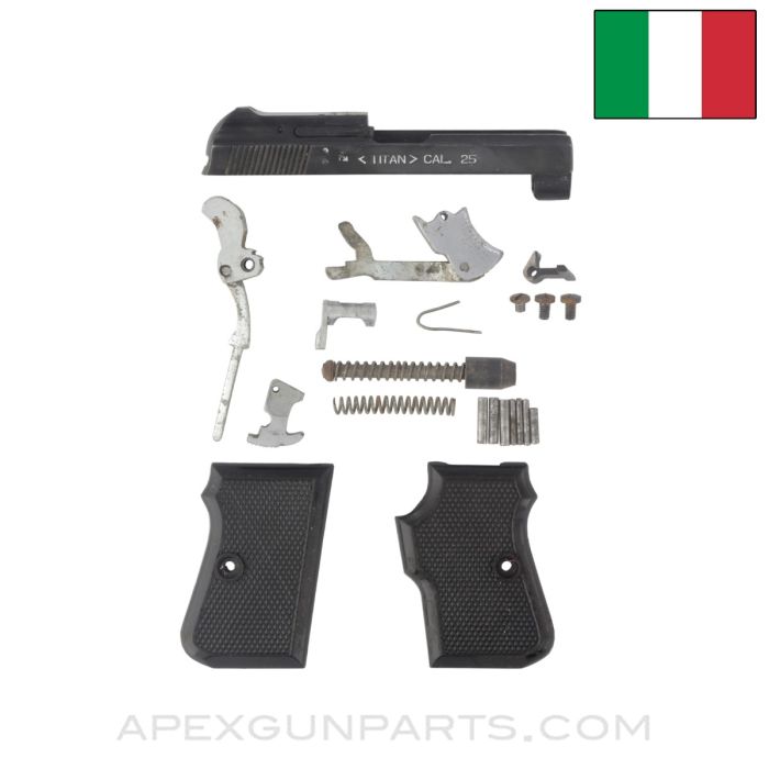 Tanfoglio Titan Pistol Parts Kit, Blued, Black Grips, Cal. .25, 7rd *Good*