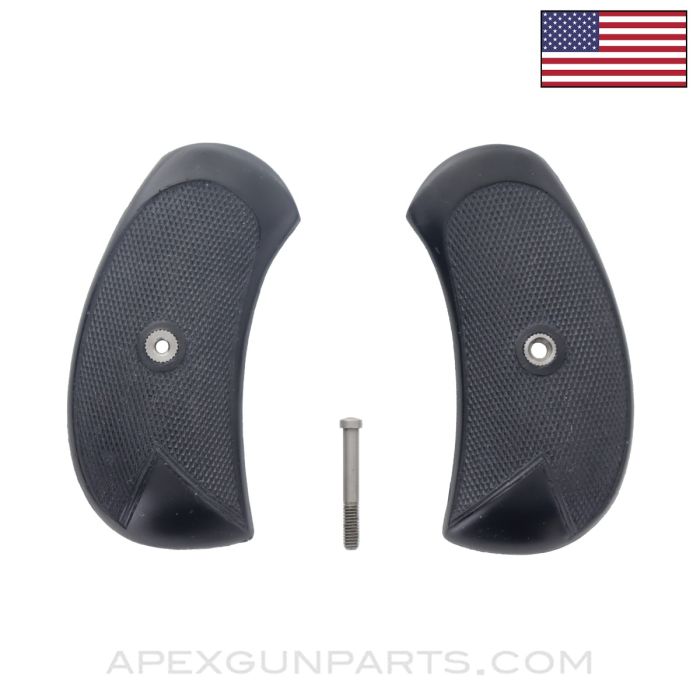 Webley MKII/MKIII/MKIV/MKV Grip Set, w/ Screw, Black Plastic, .455, *New Manufactured*