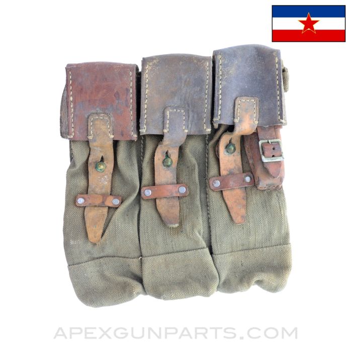 MP-43 / MP-44 / Stg-44 Sturmgewehr Magazine Pouch, 3-Cell, Left Side, Post War, Yugoslavian MFG *Good*  