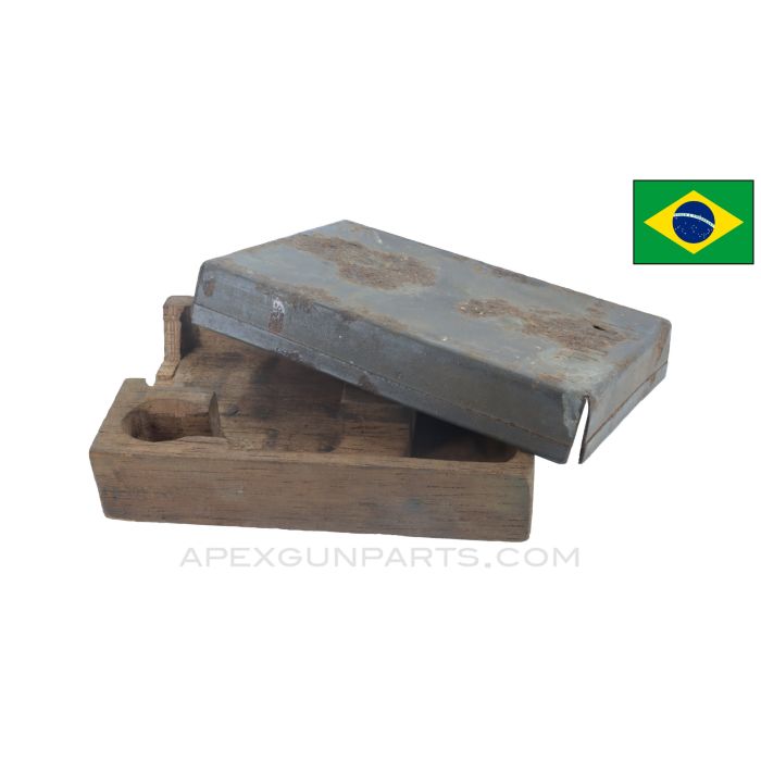 Brazilian Madsen LMG Gunner's Kit "C" Wood Insert, w/ Lid, Stripped *Fair*