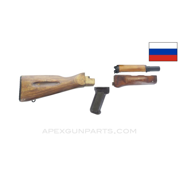 Russian AK-74 Furniture Set, Laminate Wood, w/ Gas Tube & Polymer Plum Pistol Grip, *Very Good* ONE-OFF