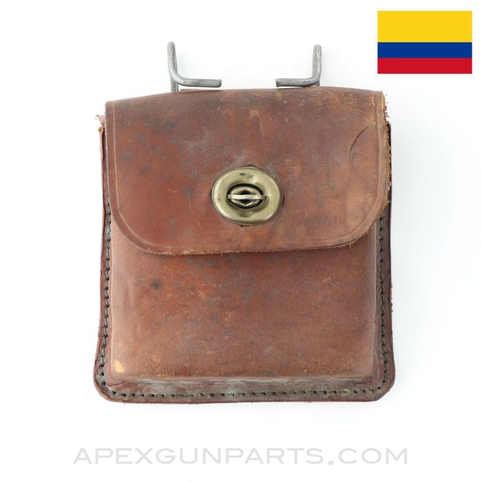 M1 Carbine 15rd Magazine Belt Pouch, Holds 2, Brown Leather, Colombian *Good* 