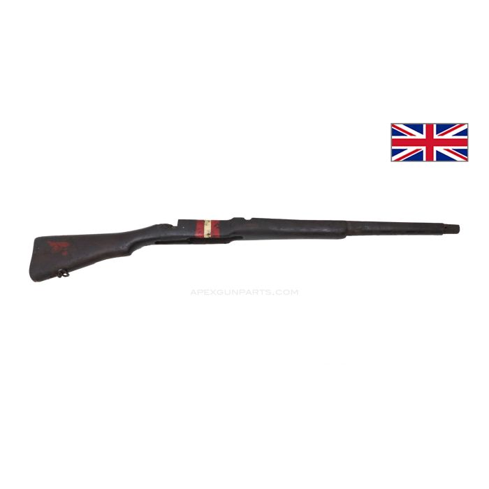 P14 Enfield Rifle Stock, 42", Partially Stripped, w/ Volley Sight Cut, DP Notches, Wood, *Good* 
