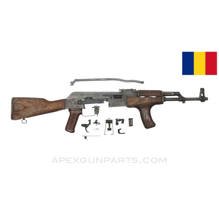 Romanian M63 AKM Parts Set with populated CHF barrel and Wood