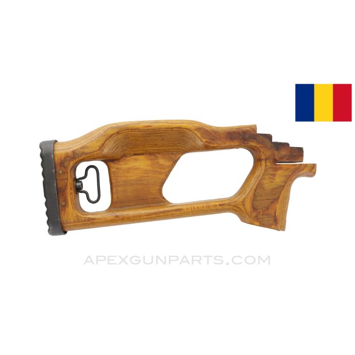 Romanian PSL/FPK Buttstock, Wood, w/ Buttpad & Sling Swivel, Project Grip, *Good*