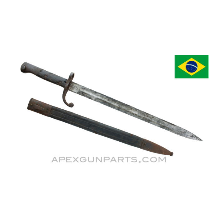 Brazilian 1908 / 34 Mauser Sword Bayonet & Scabbard, 14-7/8" Blade *Good* 