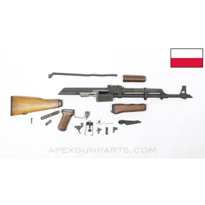 Polish KBK Milled AK-47 Parts Kit, w/ US Made Populated Barrel, 16", Parkerized, Wood Furniture, 7.62x39 *Good*