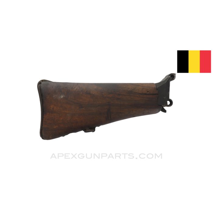 FN Model D Buttstock Assembly, w/ Buffer Mechanism and Butt Plate, Cracked Wood, Type 2 *Fair*