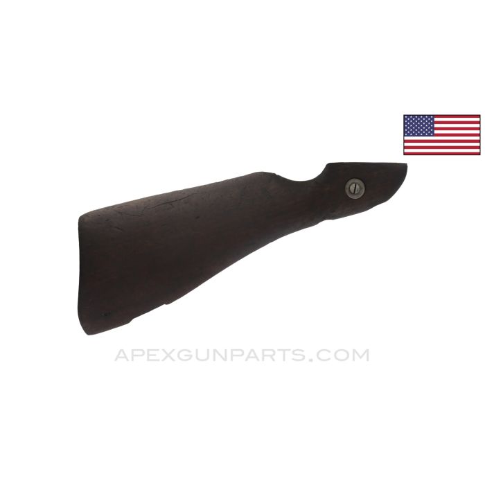 Thompson M1A1 Buttstock, Bottom Sling Swivel Point, Stripped w/ Reinforce Bolt, Cracked, *Fair*