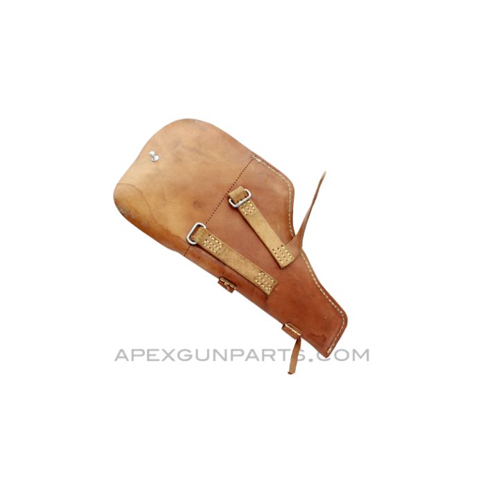 Chinese M54 Tokarev Pistol Holster, Brown Leather w/Blue Corduroy