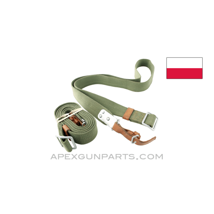Polish AK-47 Nylon Sling, w/ Leather Tabs *NOS* 