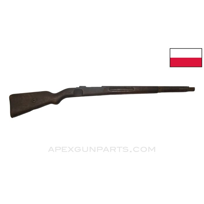 Polish K98AZ Mauser Stock, 37", Depot Modified Length, Stripped w/ Buttplate & German Modified Stock Disk, Wood *Fair*