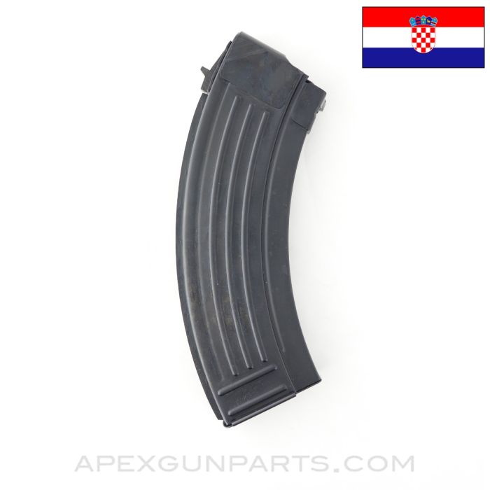AK-47 Magazine, 30rd, BluedSteel w/Bolt Hold Open, Croatian, 7.62x39 *Excellent* 