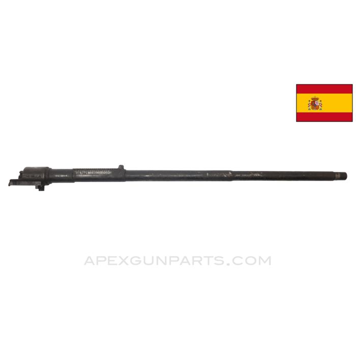 Spanish M1916 Mauser Short Rifle Barrel, 22", Early Type, Stripped w/ Receiver Stub, 7x57mm *Fair*