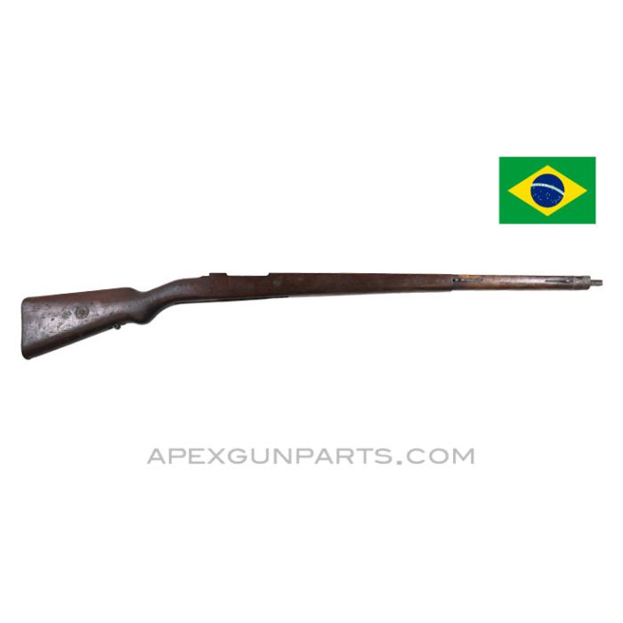 Brazilian 1908 Mauser Stock Assembly, 43.5", Complete, Star Cartouche Marked *Good* 