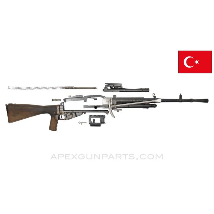 Turkish Hotchkiss M1922 Machine Gun Parts Kit, w/ Original Black Painted Barrel, No Front Grip or Carry Handle, 7.92x57 *Good* 