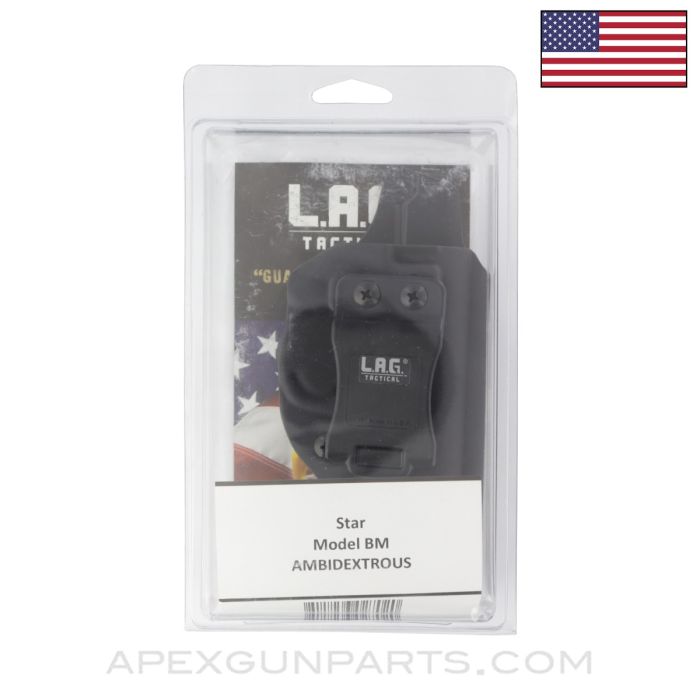 L.A.G. Tactical Star Model BM Pistol IWB Holster, Ambidextrous, Black Polymer *NIW* 