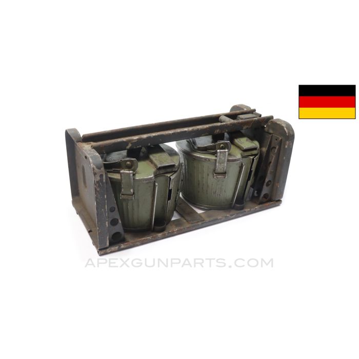 MG-34 / MG-42 / M53 Gurttrommel Drum Set, for 50rd Belt, Set of Two w/ Behalter ( Basket Carrier ), .308 / 7.62x51 NATO *Good* 