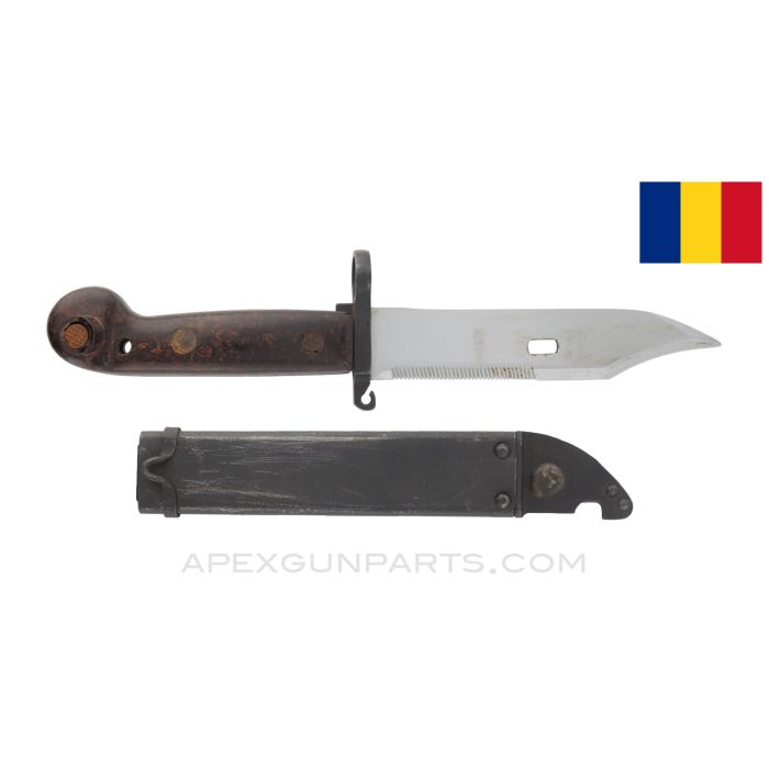 Romanian AKM Type 1 Bayonet, w/ Scabbard *Good* 