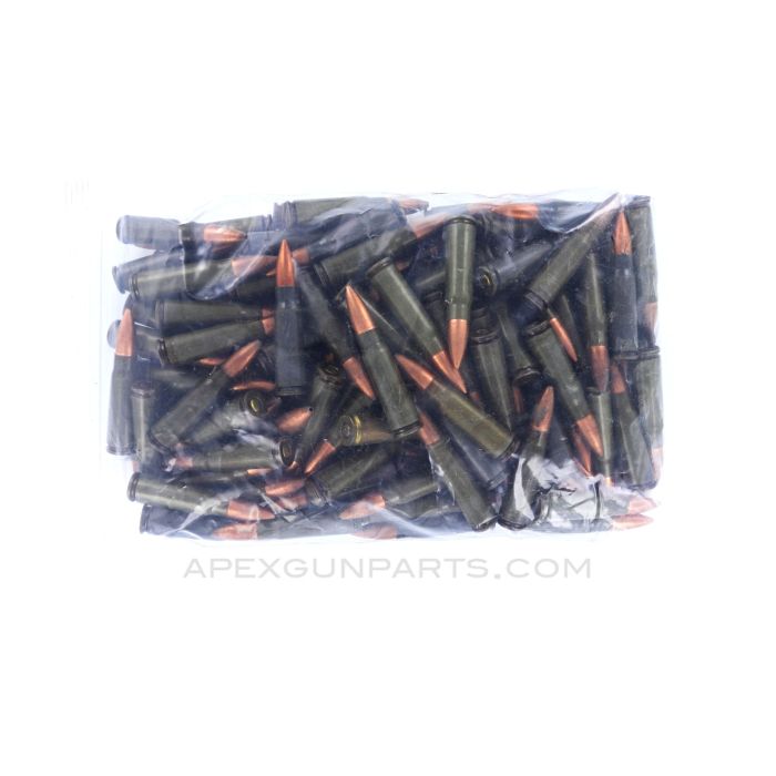 7.62x39mm (Rifle) - 115RD Bag - Mixed Manufacture, Lacquered Steel Case, Steel Case, *Good* 