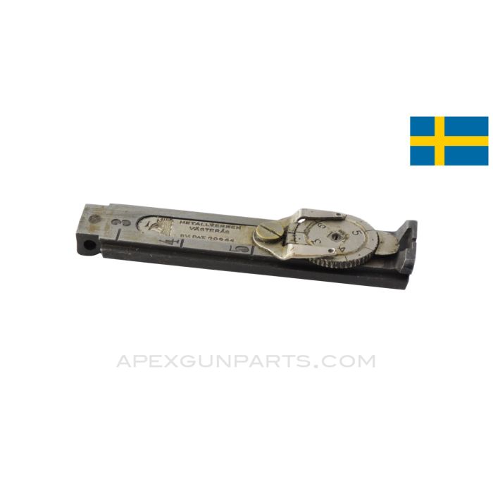 Swedish M38 Mauser Rear Sight Assembly, w/ Västerös Micrometer Insert, *Very Good*