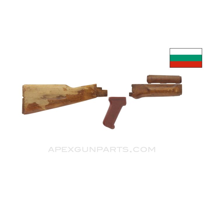 Bulgarian AK-74 Wood Stock Set, w/ Polymer Pistol Grip *Poor*