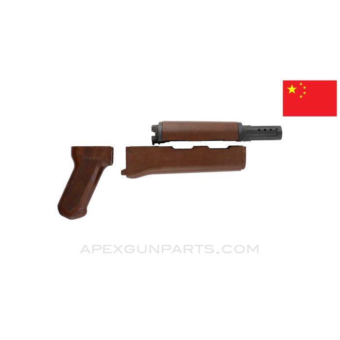 Chinese Polytech AK-47 Handguard Set, w/ Gas Tube & Pistol Grip, Bakelite, *Very Good*
